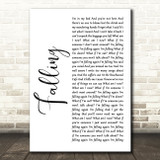 Harry Styles Falling White Script Song Lyric Art Print