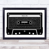 Train Marry Me Black & White Music Cassette Tape Decorative Gift Song Lyric Print
