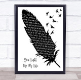Debby Boone You Light Up My Life Black & White Feather & Birds Wall Art Gift Song Lyric Print
