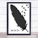 NF Just Like You Black & White Feather & Birds Decorative Gift Song Lyric Print