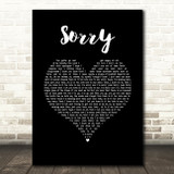 Justin Bieber Sorry Black Heart Song Lyric Wall Art Print