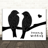 The Avett Brothers January Wedding Lovebirds Black & White Song Lyric Print