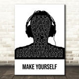 Incubus Make Yourself Black & White Man Headphones Decorative Gift Song Lyric Print