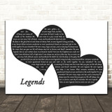 Kelsea Ballerini Legends Landscape Black & White Two Hearts Song Lyric Print