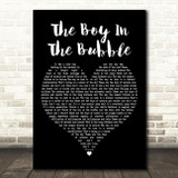 Paul Simon The Boy in the Bubble Black Heart Decorative Wall Art Gift Song Lyric Print