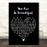 Joe Cocker You Are So Beautiful Black Heart Decorative Wall Art Gift Song Lyric Print