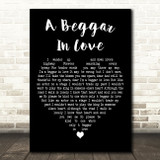 Guy Mitchell A Beggar In Love Black Heart Decorative Wall Art Gift Song Lyric Print
