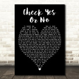 George Strait Check Yes Or No Black Heart Decorative Wall Art Gift Song Lyric Print