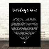 Lynyrd Skynyrd Tuesday's Gone Black Heart Decorative Wall Art Gift Song Lyric Print