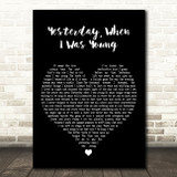 Roy Clark Yesterday, When I Was Young Black Heart Decorative Gift Song Lyric Print