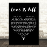Deanna Durbin Love Is All Black Heart Decorative Wall Art Gift Song Lyric Print
