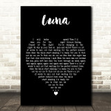 Bombay Bicycle Club Luna Black Heart Decorative Wall Art Gift Song Lyric Print