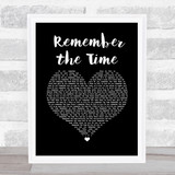 Michael Jackson Remember the Time Black Heart Song Lyric Wall Art Print