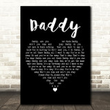 Coldplay Daddy Black Heart Decorative Wall Art Gift Song Lyric Print