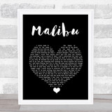 Miley Cyrus Malibu Black Heart Song Lyric Wall Art Print