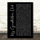 Johnny Cash My Grandfather's Clock Black Script Decorative Wall Art Gift Song Lyric Print