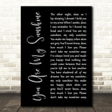 Johnny Cash You Are My Sunshine Black Script Decorative Wall Art Gift Song Lyric Print