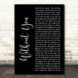 Breaking Benjamin Without You Black Script Decorative Wall Art Gift Song Lyric Print