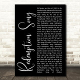 Bob Marley Redemption Song Black Script Decorative Wall Art Gift Song Lyric Print