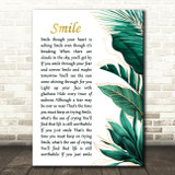 Nat King Cole Smile Gold Green Botanical Leaves Side Script Song Lyric Print