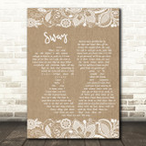 Blue October Sway Burlap & Lace Decorative Wall Art Gift Song Lyric Print