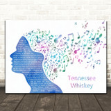 Chris Stapleton Tennessee Whiskey Colourful Music Note Hair Song Lyric Print