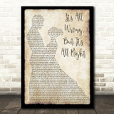 Dolly Parton It's All Wrong, But It's All Right Man Lady Dancing Wall Art Gift Song Lyric Print