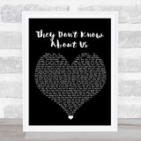 One Direction They Don't Know About Us Black Heart Song Lyric Wall Art Print