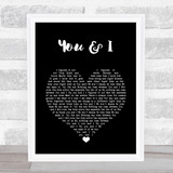 One Direction You & I Black Heart Song Lyric Wall Art Print