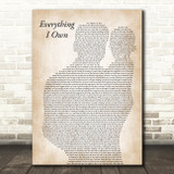 Bread Everything I Own Father & Baby Decorative Wall Art Gift Song Lyric Print
