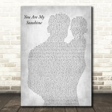 Johnny Cash You Are My Sunshine Father & Baby Grey Decorative Wall Art Gift Song Lyric Print