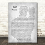 The Rolling Stones Wild Horses Father & Baby Grey Decorative Wall Art Gift Song Lyric Print