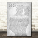 Ashley Marina You'll Always Be My Hero Father & Baby Grey Decorative Gift Song Lyric Print