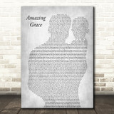 Judy Covington Amazing Grace Father & Baby Grey Decorative Wall Art Gift Song Lyric Print