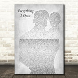 Bread Everything I Own Father & Baby Grey Decorative Wall Art Gift Song Lyric Print