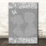The Smiths Ask Grey Burlap & Lace Decorative Wall Art Gift Song Lyric Print