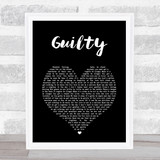 Barbra Streisand & Barry Gibb Guilty Black Heart Song Lyric Wall Art Print