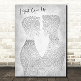 Jason Mraz I Won't Give Up Two Men Gay Couple Wedding Grey Decorative Gift Song Lyric Print