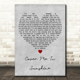 Pink & Willow Sage Hart Cover me in Sunshine Grey Heart Decorative Wall Art Gift Song Lyric Print