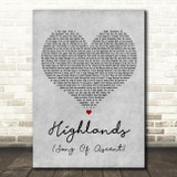 Hillsong United Highlands (Song Of Ascent) Grey Heart Decorative Wall Art Gift Song Lyric Print
