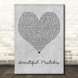 Maroon 5 & Megan Thee Stallion Beautiful Mistakes Grey Heart Wall Art Song Lyric Print