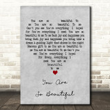 Joe Cocker You Are So Beautiful Grey Heart Decorative Wall Art Gift Song Lyric Print