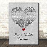 In Flames Here Until Forever Grey Heart Decorative Wall Art Gift Song Lyric Print