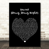 Don McLean Vincent (Starry, Starry Night) Black Heart Song Lyric Quote Print
