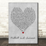 Runrig Protect and Survive Grey Heart Decorative Wall Art Gift Song Lyric Print