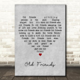 Willie Nelson Old Friends Grey Heart Decorative Wall Art Gift Song Lyric Print