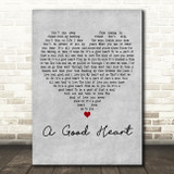 Elton John A Good Heart Grey Heart Decorative Wall Art Gift Song Lyric Print