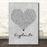 3 Doors Down Kryptonite Grey Heart Decorative Wall Art Gift Song Lyric Print