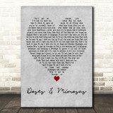Cherub Doses & Mimosas Grey Heart Decorative Wall Art Gift Song Lyric Print