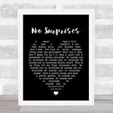 No Surprises Radiohead Black Heart Quote Song Lyric Print